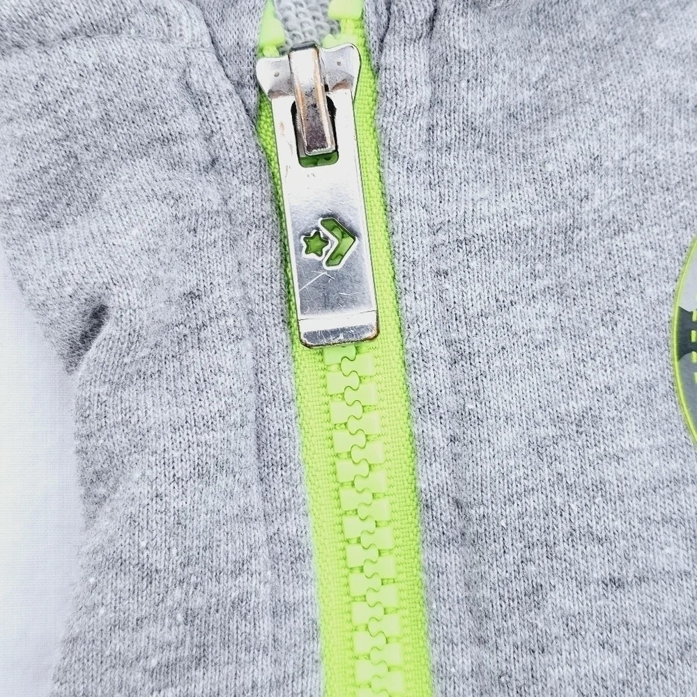 Converse All star Chuck Taylor Dino spiked hoodie. Size 2T gray and green